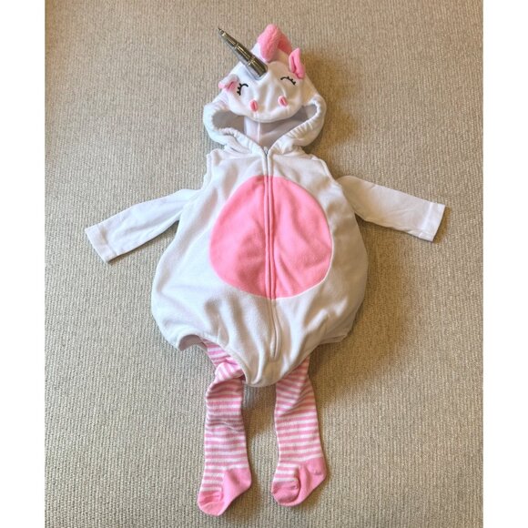Carters Baby Unicorn 6-9 Month Plush Fleece Cozy Halloween Costume Pink White - Picture 1 of 4